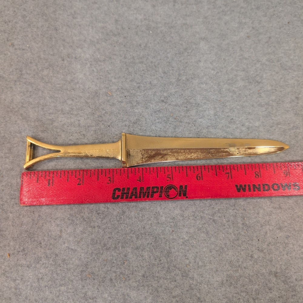 Vintage Gold Tone Metal Dagger Style Letter Opener Minimalist Desk Accessory - Picture 3 of 3